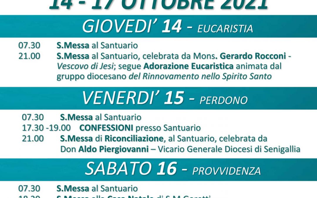 Festa della nascita di S.Maria Goretti – 14-17 ottobre 2021