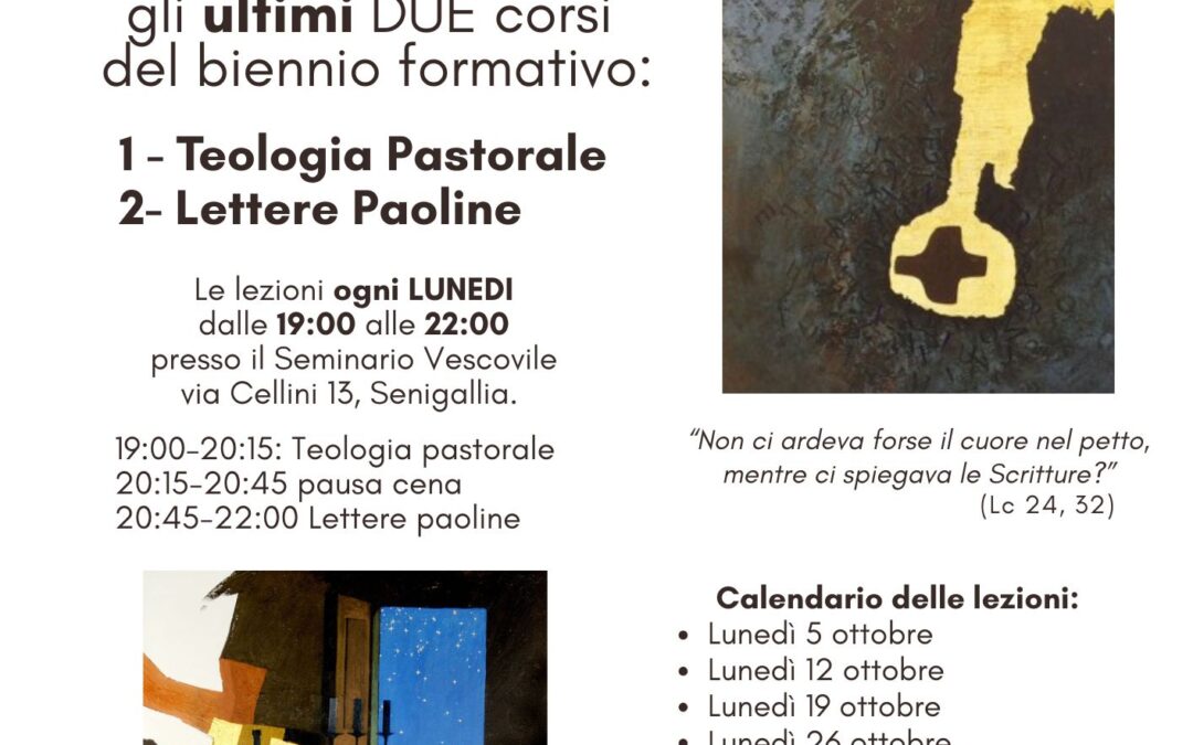 Scuola di formazione teologico pastorale, ripresa delle lezioni – Centro Pastorale Diocesano, lunedì 5 ottobre 2026 ore 19:00